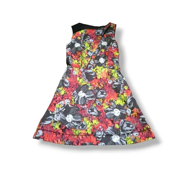 Rachel Rachel Roy | Cute Floral Mesh Cut Out A-line Sleeveless Dress w/ Pockets - Picture 4 of 14